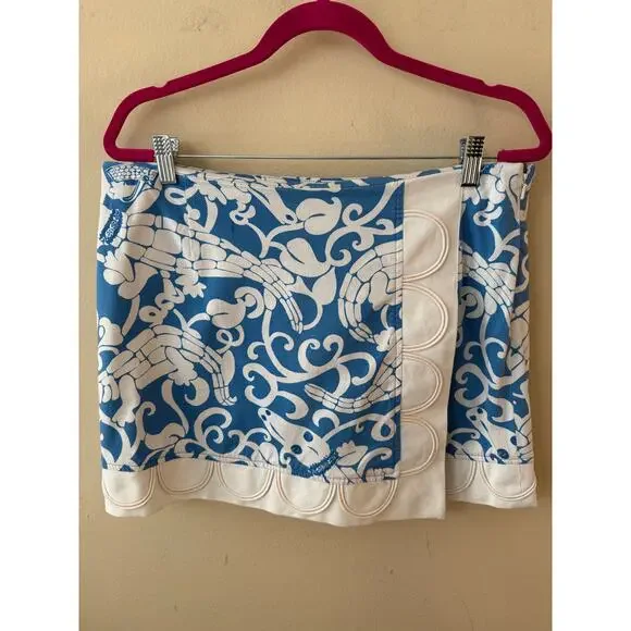 Lilly Pulitzer Blue & White Alligator Print Skirt Skort - Picture 1 of 11